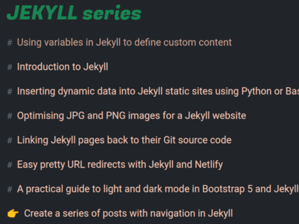 Card image for Create a series of posts with navigation in Jekyll